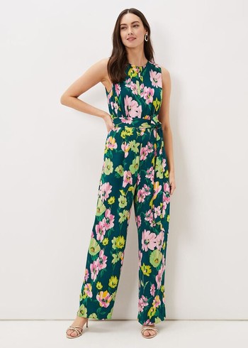 Phase Eight Effie Printed Jumpsuit Turquoise/Multicolor USA | 0986235-CK